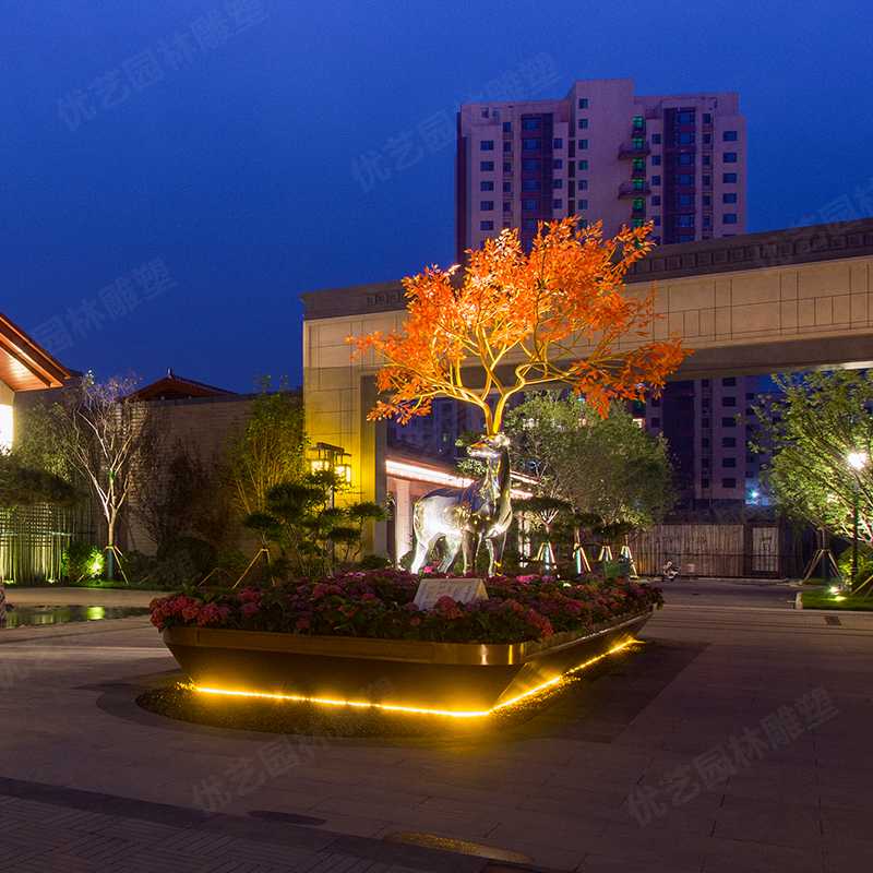 不銹鋼鹿，不銹鋼雕塑廠家，定制不銹鋼雕塑