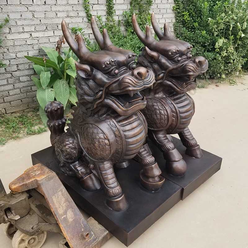 銅麒麟雕塑，銅麒麟擺件，鎮(zhèn)宅風水麒麟