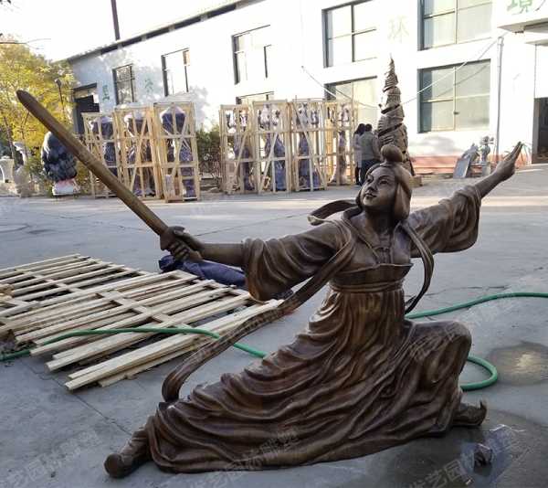 盛唐舞劍第一人——公孫大娘，銅人物雕塑